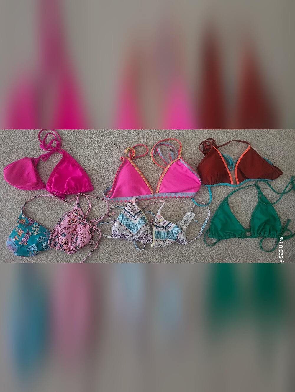 6Assorted swimwear tops features various styles including triangle Styles Size M - Picture 8 of 9